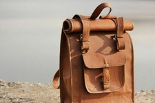 Nova Mochila Masculina Feita à Mão Vintage Genuína Mochila de Viagem para Laptop Bolsa Marrom comprar usado  Enviando para Brazil