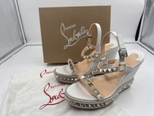 Usado, Sandálias Christian Louboutin Pyraclou 110 cravejadas cunha panturrilha ouro branco prata 42 comprar usado  Enviando para Brazil