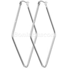 Brincos femininos de aço inoxidável em forma de losango tom prata amuleto argola articulada festa comprar usado  Enviando para Brazil