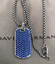 David Yurman Prata Esterlina 35mm Streamline Dog Tag com Diamante Azul 22 Polegadas comprar usado  Enviando para Brazil