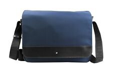 BOLSA DE OMBRO MONTBLANC NIGHTFLIGHT MESSENGER AZUL PRETA COURO E LONA 116783 comprar usado  Enviando para Brazil