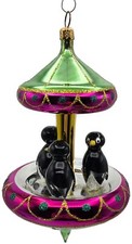 Ornamento Christopher Radko smoking carrossel pinguins vidro decoração árvore de Natal comprar usado  Enviando para Brazil