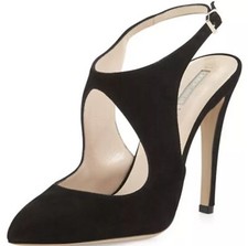 Salto GIORGIO ARMANI Pumps couro camurça alça de tornozelo preto tamanho 39 8.5 comprar usado  Enviando para Brazil