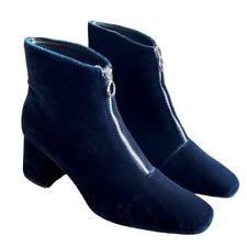 Botas de tornozelo Zara 9.5 veludo com zíper frontal azul meia-noite biqueira quadrada salto bloco em excelente estado usado comprar usado  Enviando para Brazil