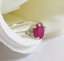 Anel de noivado feminino de prata esterlina 925 com declaração oval de rubi rosa natural comprar usado  Enviando para Brazil