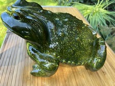 Usado, Arnels XL sapo de cerâmica pátio jardim esmalte verde gotejamento cerâmica 13" de comprimento comprar usado  Enviando para Brazil
