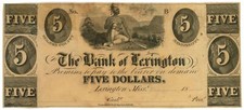 18XX Bank of Lexington Miss. MS $5 (L1909), usado comprar usado  Enviando para Brazil