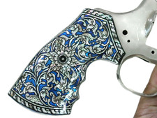 PUNHADURAS DE PÉROLA PARA POLÍCIA OFICIAL COLT, COLT PYTHON I, QUADRO E FLOR ARTE AZUL, usado comprar usado  Enviando para Brazil