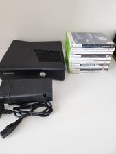 Czarny Xbox 360 S (Slim) 250GB z zasilaczem i HDMi i 10 grami, używany na sprzedaż  Wysyłka do Poland