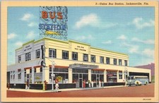 1940 JACKSONVILLE, Flórida cartão postal "Union Bus Station" Art Deco Bldg. / LINHO comprar usado  Enviando para Brazil
