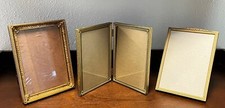 3- Marcos de fotos vintage de metal dorado para mesa de fotos de 5x7 individuales dobles segunda mano  Embacar hacia Mexico