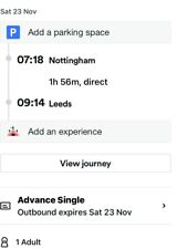 Nottingham leeds train for sale  NOTTINGHAM