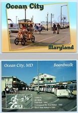2 cartões postais OCEAN CITY, Maryland MD ~ Bicicleta Surrey BOARDWALK bonde 4"x6" comprar usado  Enviando para Brazil