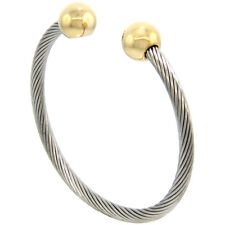 Acero Inoxidable Cable Golf Pulsera Puño Con / Tono Dorado Extremos Bola comprar usado  Enviando para Brazil