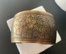 Bracelete de bronze vintage flores em relevo BoHo Chic  comprar usado  Enviando para Brazil
