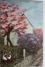 Cartão postal antigo vintage arte infantil casa meninas vista cartão lembrança padrão, usado comprar usado  Enviando para Brazil