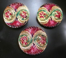 3 botões de vidro tcheco exclusivos #P449 - 32 mm ou 1-1/4" - DOURADOS e pintados à mão comprar usado  Enviando para Brazil