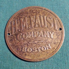 Placa de identificação de metal latão equipamento restaurante H. M. FAUST CO Boston redonda latão comprar usado  Enviando para Brazil