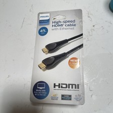 ☀️ Cabo HDMI Philips 4' alta velocidade com Ethernet EZGrip - Preto ótimo 4K/1080p comprar usado  Enviando para Brazil