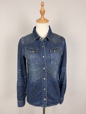 Jaqueta Camisa ALL SAINTS SPITALFIELDS Azul Denim Snap Completo BAN Tamanho 8 comprar usado  Enviando para Brazil
