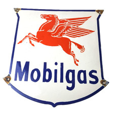 Placa Mobil Vintage - Placa 'Pegasus' de Porcelana Bomba de Gasolina Publicitária, usado comprar usado  Enviando para Brazil