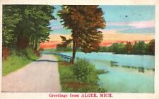 Cartão postal MI Alger Michigan Greetings Rural Road by Water publicado 1936 PC K3362 comprar usado  Enviando para Brazil