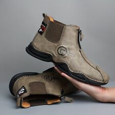 Botas de tornozelo masculinas com zíper casual couro sapatos de caminhada confortáveis respiráveis comprar usado  Enviando para Brazil