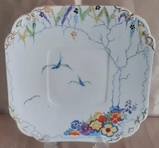Porcelana Carlton Ware : Prato de bolo : "Primavera" (4754) : Art Deco : Andorinhas comprar usado  Enviando para Brazil