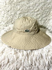 Usado, Chapéu de sol vintage Lacoste bege flexível aba logotipo crocodilo praia feminino chapéu balde comprar usado  Enviando para Brazil