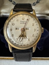 Relógio HASTE Moon Phase 1950’s data tripla suíço manual vento funciona bem •Muito raro• comprar usado  Enviando para Brazil