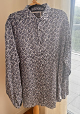 CAMISA DE MANGA COMPRIDA COM ESTAMPA DE PALMA AZUL MARINHO E BRANCA COMO NOVA M J BALE - 3XL - comprar usado  Enviando para Brazil