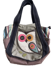 Bolsa tote Chala bolsa de mão de lona coruja grande com zíper comprar usado  Enviando para Brazil