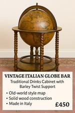 Vintage italian globe for sale  HORNCHURCH