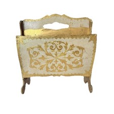 Usado, Vintage Italiano Florentino Dourado Magazine Rack – Armazenamento de Madeira Dourada Ornamentada Itália comprar usado  Enviando para Brazil