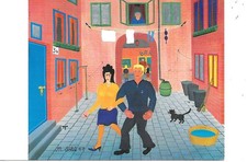 Usado, CP DESSIN NAÏF "PROMENADE DANS L'ARRIERE-COUR" PAR MANFRED SÖHL 1972 comprar usado  Enviando para Brazil