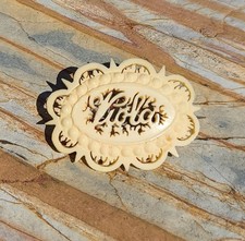 Broche antigo vitoriano esculpido osso bovino nome "viola" design filigrana comprar usado  Enviando para Brazil