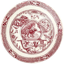 Placa de transferência estética vitoriana antiga de 1800 vermelha rosa Little Mae + cachorro comprar usado  Enviando para Brazil