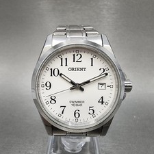 Relógio nadador Orient masculino 36 mm mostrador branco tom prata data redonda nova bateria comprar usado  Enviando para Brazil
