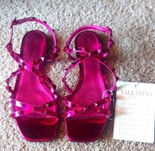 Sandálias cravejadas VALENTINO METALLIC rosa Fushcia novas com etiquetas 37 $1195 comprar usado  Enviando para Brazil