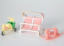 Carrito de bebé doble Sylvanian triciclo bicicleta mecedor guardería calico critters, usado segunda mano  Embacar hacia Argentina