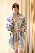 Precioso Gris y Naranja Teñida Grande Camisa Manga Larga Mujer Vestido Ps TD21, usado comprar usado  Enviando para Brazil