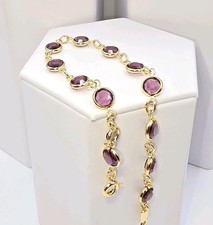 Pulseira Swarovski Swan assinada tom dourado cristal ametista 7,25"... comprar usado  Enviando para Brazil