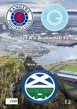 Rangers broomhill programme for sale  ERSKINE