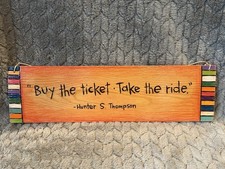 Usado, Placa de madeira gravada feita à mão “Compre o ingresso Pegue o passeio” Hunter S. Thompson comprar usado Usado, Placa de madeira gravada feita à mão “Compre o ingresso Pegue o passeio” Hunter S. Thompson comprar usado  Enviando para Brazil