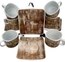 Cadeira bistrô por Arnie Fisk imagem no conjunto de 6 xícaras e pratos de café em miniatura CE comprar usado  Enviando para Brazil