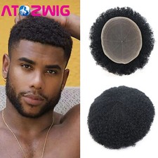 Peruca masculina cabelo humano renda completa 8"x10" afro kinky encaracolado toupee onda 4mm, usado comprar usado  Enviando para Brazil