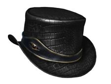 Usado, Chapéu de couro steampunk preto, chapéu El Dorado com faixa de olho dourado chapéu de motociclista comprar usado  Enviando para Brazil