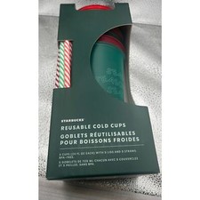 Copos frios reutilizáveis Starbucks - 5 xícaras 24 oz cada com tampas/canudos Natal novo na caixa, usado comprar usado  Enviando para Brazil