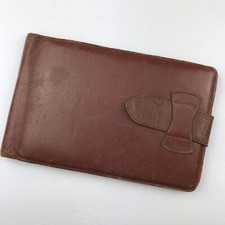 Pasta de documentos fotográficos de couro marrom vintage suporte dobrável 6 x 9 polegadas comprar usado  Enviando para Brazil