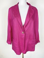 Jaqueta Blazer SOUL SPARROW Tamanho XL Rosa 100% Linho Peito Único Manga 3/4, usado comprar usado  Enviando para Brazil